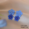 Flower Hanging Earrings for Women Pink White Color Translucent Petals Crystal Imitation Pearl Female Dangle Earrings - Image 7