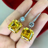 Simple and Elegant Square Cubic Zirconia Earrings Bling Yellow CZ Dangle Women Wedding Engagement Jewelry - Image 48