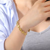 Stainless Steel Cuff Bracelet on Hand Women Geometric Flower Leaves Eye Adjustable Open Gold Color Bangle Jewelry - Image 2