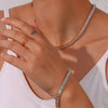 Christmas Jewelry Gift For Ladies Square Tennis Chain Choker Necklace Green Pink White Black Crystal Necklace - Image 4