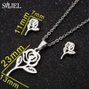 Stainless Steel Lily Flower Necklace Set with Matching Earrings and 45 cm Chain - Image 9