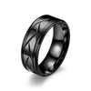 Men’s Silver Color Black Stainless Steel Ring Groove Multi-Faceted Ring for Men Women Engagement Ring Anniversary Gifts - Image 4