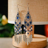 Boho Vintage Leaf Tassel Earrings For Women Geometric Crystal Rhinestone Beads Handmade Beach Vacation Drop Dangle Jewelry Gift - Image 2
