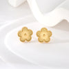Stainless Steel Golden Plum Blossom Five Leaf Flower Stud Earrings For Women Clover Jewelry Gift - Image 7
