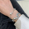Silver Punk Bangle Pearl Star Love Heart Geometric Golden Bracelet For Woman Girl Jewelry Gift - Image 4