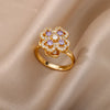 Spinner Zircon Heart Four Leaf Clover Rings For Women Stainless Steel Fidget Ring Jewelry Christmas Gift - Image 15