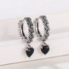 Do Old Rose Flower Heart Pendant Hoop Earrings For Women Men Silver Color Black Zircon Tassel Small Ear Buckle Party Jewelry - Image 1