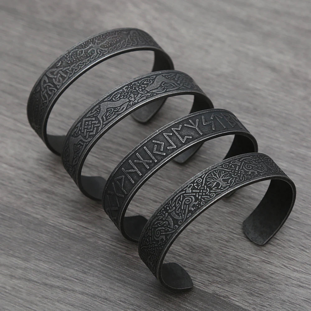 Punk Retro Nordic Viking Rune Bracelet for Men Women Stainless Steel Tree of Life Bracelet Amulet Jewelry Gift - Image 1