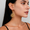 Women Spiral Sun Pendant Drop Earrings Stainless Steel Gold Color Earring Party Jewelry Birthday Gift - Image 1