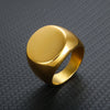Stainless Steel High Polished Gold Plated Round Smooth Blank Signet Ring for Men Women Fast and Furious Ring Jewelry - Image 1