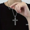 Simple Stainless Steel Necklace with Spiral Column Cross Pendant - Image 2