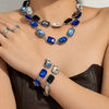 Chunky CZ Necklaces Bracelets Big Square Multi Color Zircon Necklace Bracelet Gold Plated Stainless Steel Statement Jewelry - Image 3