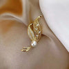Delicate Tree Leaf Brooches For Womens Vintage Crystal Rhinestone Brooch Pins Collar Dress Clothing Accessories Jewelry - Image 1