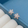 Delicate Gold Color Flower Stud Earrings with Tiny Zircon Paved Shiny Petal Earring for Women Cute Girls Lady Dangler Jewelry - Image 6
