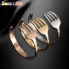 Lennik Creative Stainless Steel Fork Bracelet, Adjustable C-Shaped Open Bangle, Versatile Couple's Jewelry - Image 2