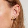 3Pair/set Delicate Bling Cubic Zirconia Stainless Steel Eye Charms Stud Earrings for Women Daily Waterproo - Image 4