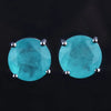 Silver 10mm Round Paraiba Tourmaline Gemstone Stud Earrings for Women Party Anniversary Jewelry Gift - Image 5