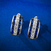 Cute Female White Blue Zircon Stone Round Hoop Earrings Silver Color Wedding Jewelry For Women - Image 10