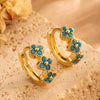Turquoise Hoop Earrings for Women Temperament Gold Color Plated Micro-Intact Blue Zircon Party Ear Accessories - Image 13