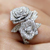 Noble Lady Party Ring Rose Finger Jewelry for Women Shiny Zirconia Flower Accessories for Anniversary - Image 2