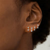 Silver 1pc Flower Shaped Inlaid Zircon Piercing Drop Earrings For Women Gold Jewelry Gift - Image 2