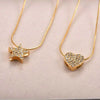 Stainless Steel CZ Crystal Pendant Necklace Round Star Cross Heart Shape Dainty Snake Chain Jewelry Gift - Image 4