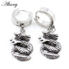 2PCS Stainless Steel Star Cross Snake Spike Skull Sword Blade Chain Feather Spider Dangle Women Men Huggie Hoop Earrings - Image 19