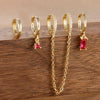 4PCS Stainless Steel Long Chain Pendant Earrings Set for Woman Little Huggies Hoop Earrings Cartilage Piercing Jewelry - Image 10