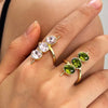 Green Zirconia Open Ring for Women Crystak Bead Shaped Geometric Adjustable Ring Party Jewelry Gifts - Image 1