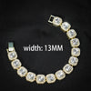 HipHop Men Women 13MM Prong Cuban Link Chain Bracelet Bling Iced Out 2 Row Rhinestone Paved Miami Rhombus Cuban Chain Jewelry - Image 10