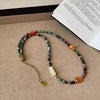 Light Colorful Stone Cubes Beads Strand Beaded Necklace for Women Gold Plated Copper Chain Chokers - Image 4