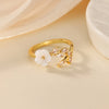 Unique Small Flower Stainless Steel Women's Ring Gold Color Anti Fading Cubic Zirconia Ring Wedding Jewelry Vacation Accessories - Image 8