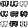 1 Pair/9 Pairs Hoop Earrings for Men Women Unisex Stainless Steel Black Silver Color Men's Huggie Hoop Earrings Set - Image 1