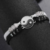 12 Pieces/Set Alloy Black and White Tai Chi Rhinestone Woven Bracelets For Couples With Adjustable Bracelets - Image 5
