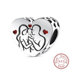 Silver Charm Bead Mother's Day Love Heart Family Charm Bead Pendant Fits Bracelet Womens Jewelry Gifts - Image 38