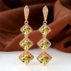 Rose Gold Color Engagement Earrings 12 Colors Birthstone Hoop Earrings Multicolor Zircon Long Dangle Earrings For Women Jewelry - Image 7