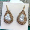 Natrual Baroque Freshwater Pearl Water Drop Earrings Leather Grey Rhinestone Crystal Jewelry for Women Snake Skin Pattern Back - Image 2