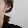 Silver Earrings Ear Hoop For Women Square Stud Jewelry Engagement Anniversary Gift - Image 6