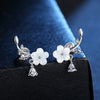 silver needle Earrings Jewelry Double Row Crystal Zircon Round Stud - Image 13