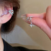 2Pcs Y2K Zircon Cross Star Pendent Clip Earrings for Women Moonlight Stone Asymmetry Fake Cartilage Ear Cuff Clip Jewelry - Image 2