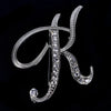 Crystal Rhinestone 26 Letters Women Collar Brooch Pin Corsage Bouquet Jewelry - Image 16