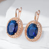 Oval Blue Zircon Drop Earrings for Women Rose Gold Color Ethnic Bridal Daily Jewelry - Image 3