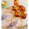 Exclusive Design Resin Flower Hoop Earrings for Women Stainless Steel Charming Jewelry Green Pink Purple White Brown Color - Image 2