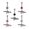 Belly Button Rings Gun Dangle Navel Ring Clear Gem Belly Button Ring Body Piercing Jewelry Belly Piercing for Women - Image 4