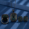 15 20mm Green Tourmaline Jewelry Set Ring Pendant Necklace Earrings for Women Ruby Gemstone Party Set Anniversary Gift - Image 5