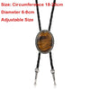 Vintage Artistic Bolo Tie Necklace Antique Silver Turquoise Inlaid Vintage Turquoise Pendant Round Disc Personality - Image 6