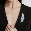 Rhinestone Feather Brooch Pin in Gold-Tone and Silver-Tone Styles - Image 4