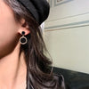 Crystal Black Round Drop Earrings for Women Double-layers Oil Dangle Earrings Bohemian Elegant Wedding Jewelry Hanging earrings - Image 6