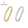 Titanium D Shape Nose Clicker with Full CZ 16G Hinged Segment Hoop Conch Helix Ear Piercing Body Jewelry - Image 1