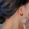 Vintage Red Enamel Love Heart Hoop Earrings For Women Elegant Dripping Oil Temperament Earrings Wedding Jewelry Gifts - Image 3